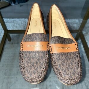 Michael Kors Brown and Tan Patterned Loafers
